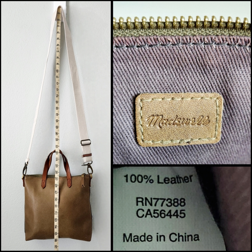 Madewell Transport Neutral Olive Leather Bag With Removable Crossbody Strap - Picture 11 of 16